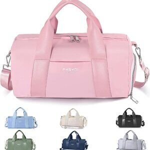 Compact Sports Gym Bag for Women Girls, Cute Mini Duffle Bag with Wet Pocket & S